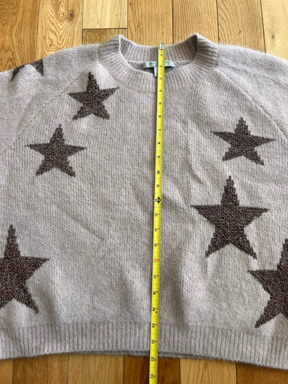 AllSaints Womens Pink Star Jumper Sweater Wool Blend Metallic Oversized Size M - Picture 4 of 9